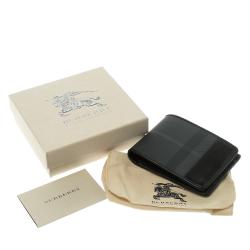 Burberry Black Beat Check Coated Canvas Bifold Wallet