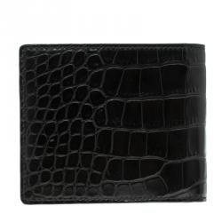 Burberry Black Alligator Bifold Wallet