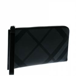Burberry Black Check PVC Nolan Travel Wallet