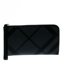 Burberry Black Check PVC Nolan Travel Wallet