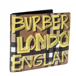Burberry Multicolor Graffiti Print Vintage Check Coated Canvas Bifold Wallet