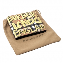 Burberry Multicolor Graffiti Print Vintage Check Coated Canvas Bifold Wallet