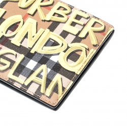 Burberry Multicolor Graffiti Print Check Leather Bifold Wallet