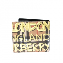 Burberry Multicolor Graffiti Print Check Leather Bifold Wallet
