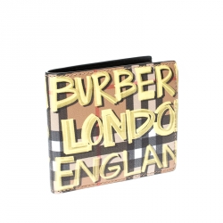 Burberry Multicolor Graffiti Print Check Leather Bifold Wallet