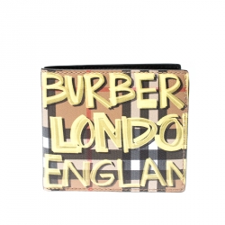 Burberry Multicolor Graffiti Print Check Leather Bifold Wallet