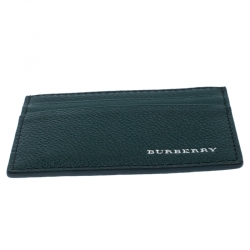 Burberry Green Leather Card Holder