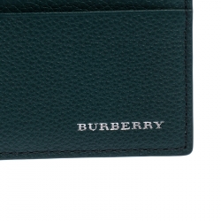 Burberry Green Leather Card Holder