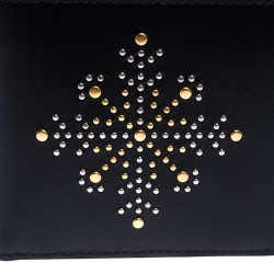 Pre Owned Burberry Black Leather Studs Bifold Wallet