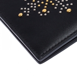 Pre Owned Burberry Black Leather Studs Bifold Wallet