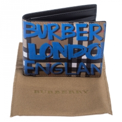 Burberry Multicolor Graffiti Print Check Leather Bifold Wallet
