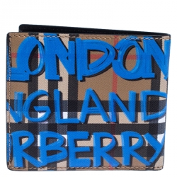 Burberry Multicolor Graffiti Print Check Leather Bifold Wallet