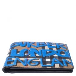 Burberry Multicolor Graffiti Print Check Leather Bifold Wallet