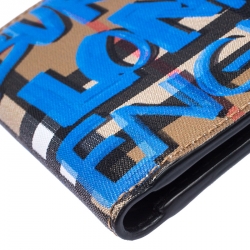 Burberry Multicolor Graffiti Print Check Leather Bifold Wallet