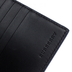 Pre Owned Burberry Blue Graffiti Print Leather Bifold Wallet