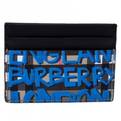 Burberry Multicolor Graffiti Print Coated Canvas and Leather Sandon Card Holder 