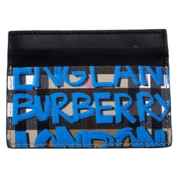 Burberry Multicolor Graffiti Print Coated Canvas and Leather Sandon Card Holder 