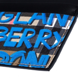Burberry Multicolor Graffiti Print Coated Canvas and Leather Sandon Card Holder 