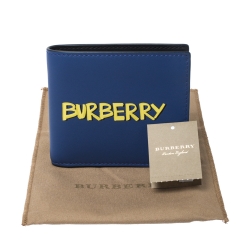 Burberry Blue Graffiti Print Leather Bifold Wallet