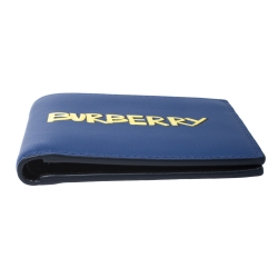 Burberry Blue Graffiti Print Leather Bifold Wallet