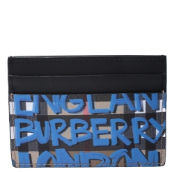 Burberry Multicolor Graffiti Print Coated Canvas and Leather Sandon Card Holder 