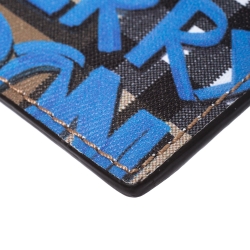 Burberry Multicolor Graffiti Print Coated Canvas and Leather Sandon Card Holder 