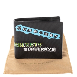 Burberry Charcoal Check Grafitti Print Coated Canvas Bifold Wallet