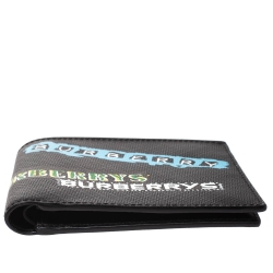 Burberry Charcoal Check Grafitti Print Coated Canvas Bifold Wallet