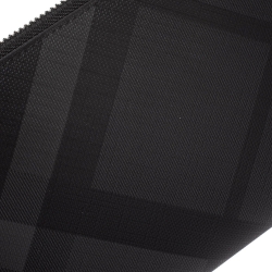 Burberry Charcoal Check Coated Canvas Zip Around Nolan Wristlet Wallet