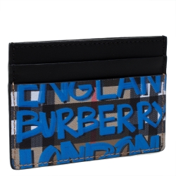 Burberry Multicolor Graffiti Print Coated Canvas and Leather Sandon Card Holder 