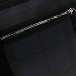 Pre Owned Burberry Navy Blue/Black London Check Coated Canvas Beckley Slim Messenger Bag