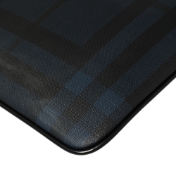 Pre Owned Burberry Navy Blue/Black London Check Coated Canvas Beckley Slim Messenger Bag