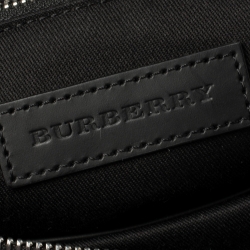 Pre Owned Burberry Navy Blue/Black London Check Coated Canvas Beckley Slim Messenger Bag