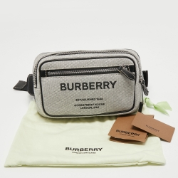 Burberry Grey Canvas and Leather West Belt Bag