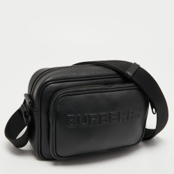 Pre Owned Burberry Black Leather Paddy Crossbody Bag