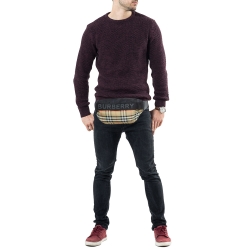 Pre Owned Burberry Black/Beige House Check Nylon Sonny Belt Bag