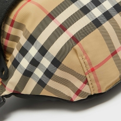 Pre Owned Burberry Black/Beige House Check Nylon Sonny Belt Bag