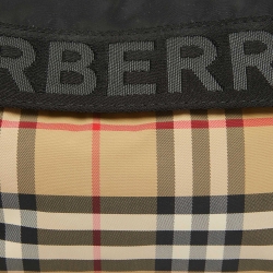 Pre Owned Burberry Black/Beige House Check Nylon Sonny Belt Bag