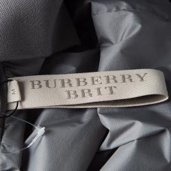 Burberry Brit Stonewashed Grey Zip Front Bomber Jacket M