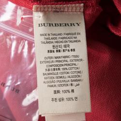 مملوكة مسبقًا تي شيرت بولو بربري بريت أوكسفورد أحمر ميليتري هوني كومب بأكمام طويلة XL