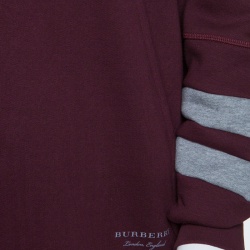 Burberry London Deep Claret Contrast Stripe Detail Hooded Raynor Sweatshirt XL
