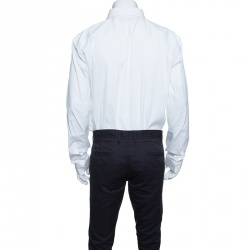 Pre Owned قميص بربري لندن أزرار أمامية أكمام طويلة مزيج قطن سترتش أبيض XXL