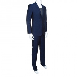 Pre Owned Burberry London Navy Blue Wool and Mohair Tailored Suit S