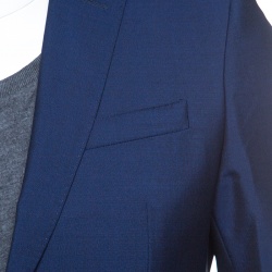 Pre Owned Burberry London Navy Blue Wool and Mohair Tailored Suit S