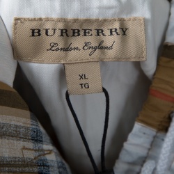 Pre Owned Burberry Brown Novacheck Printed Cotton Drawstring Detail Shorts XL