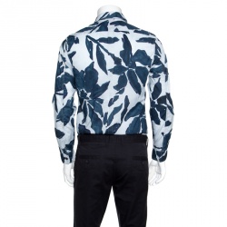 Pre Owned Burberry Brit Blue Floral Printed Cotton Patch Pocket Detail Shirt S