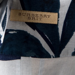 Pre Owned Burberry Brit Blue Floral Printed Cotton Patch Pocket Detail Shirt S