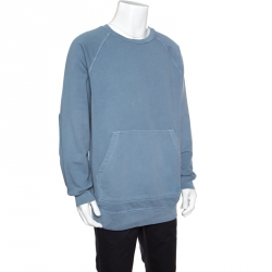 Burberry Dusty Blue Overdyed Kangaroo Pocket Leeford Sweatshirt L
