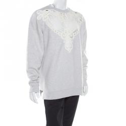 Burberry Grey Melange Cutout Lace Insert Sweatshirt XL