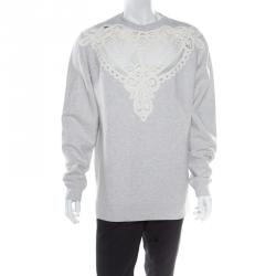 Burberry Grey Melange Cutout Lace Insert Sweatshirt XL